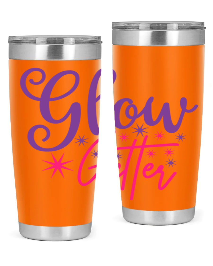 Glow Getter Style 234# 20oz Tumbler in stainless steel with a stylish design, perfect for hot and cold beverages.