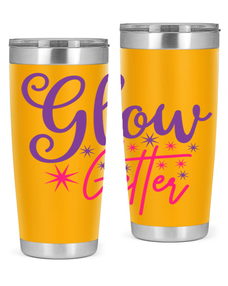 Glow Getter Style 234# 20oz Tumbler in stainless steel with a stylish design, perfect for hot and cold beverages.