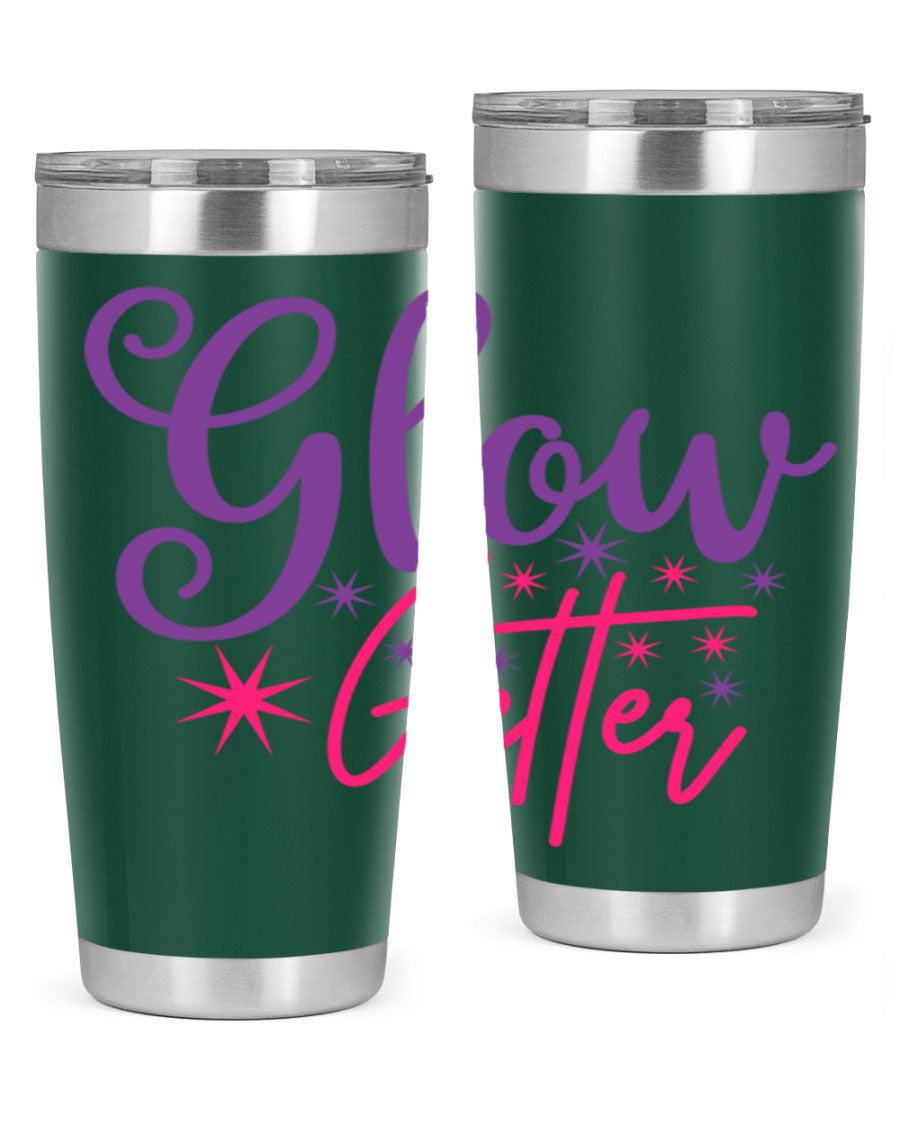 Glow Getter Style 234# 20oz Tumbler in stainless steel with a stylish design, perfect for hot and cold beverages.