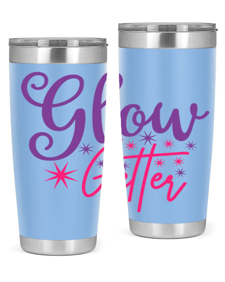 Glow Getter Style 234# 20oz Tumbler in stainless steel with a stylish design, perfect for hot and cold beverages.