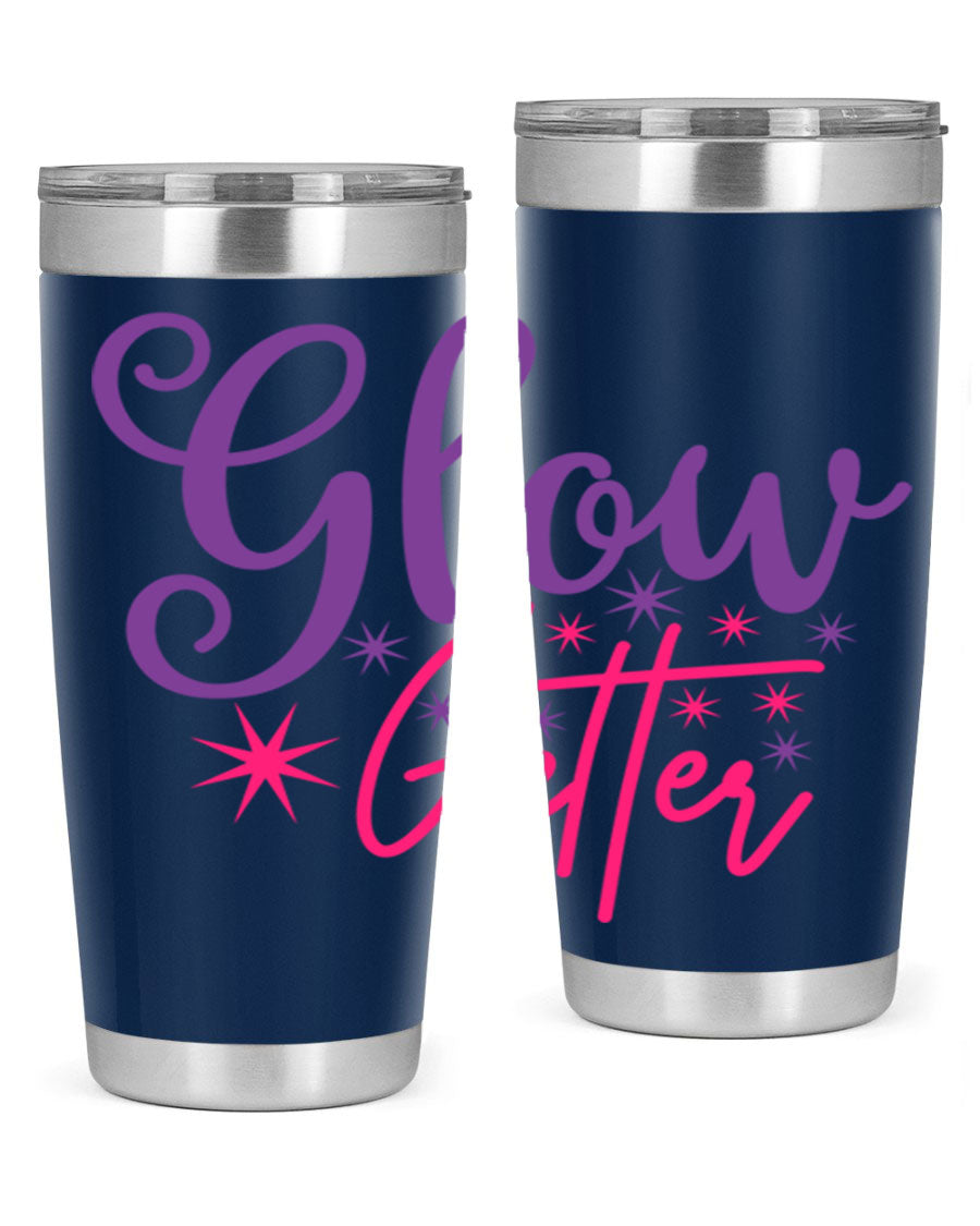 Glow Getter Style 234# 20oz Tumbler in stainless steel with a stylish design, perfect for hot and cold beverages.