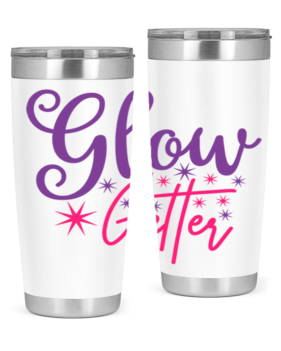 Glow Getter Style 234# 20oz Tumbler in stainless steel with a stylish design, perfect for hot and cold beverages.