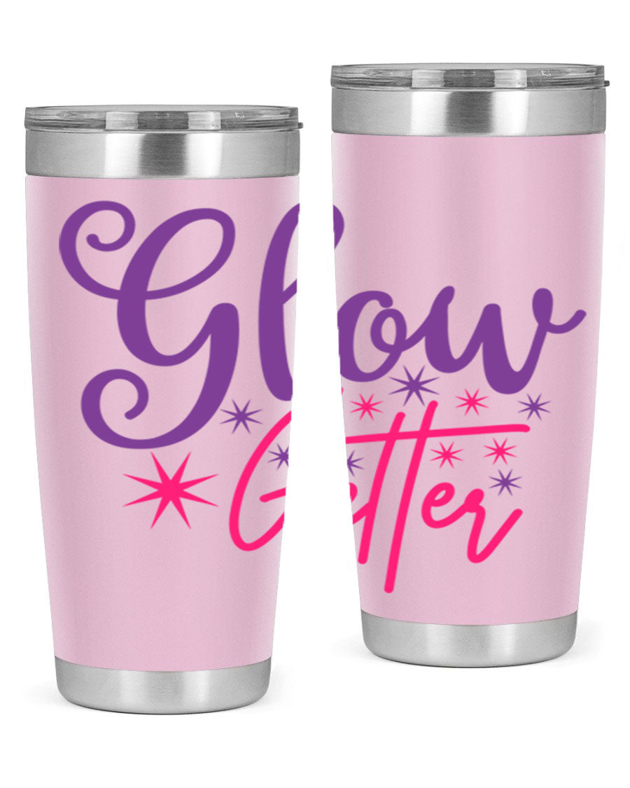 Glow Getter Style 234# 20oz Tumbler in stainless steel with a stylish design, perfect for hot and cold beverages.