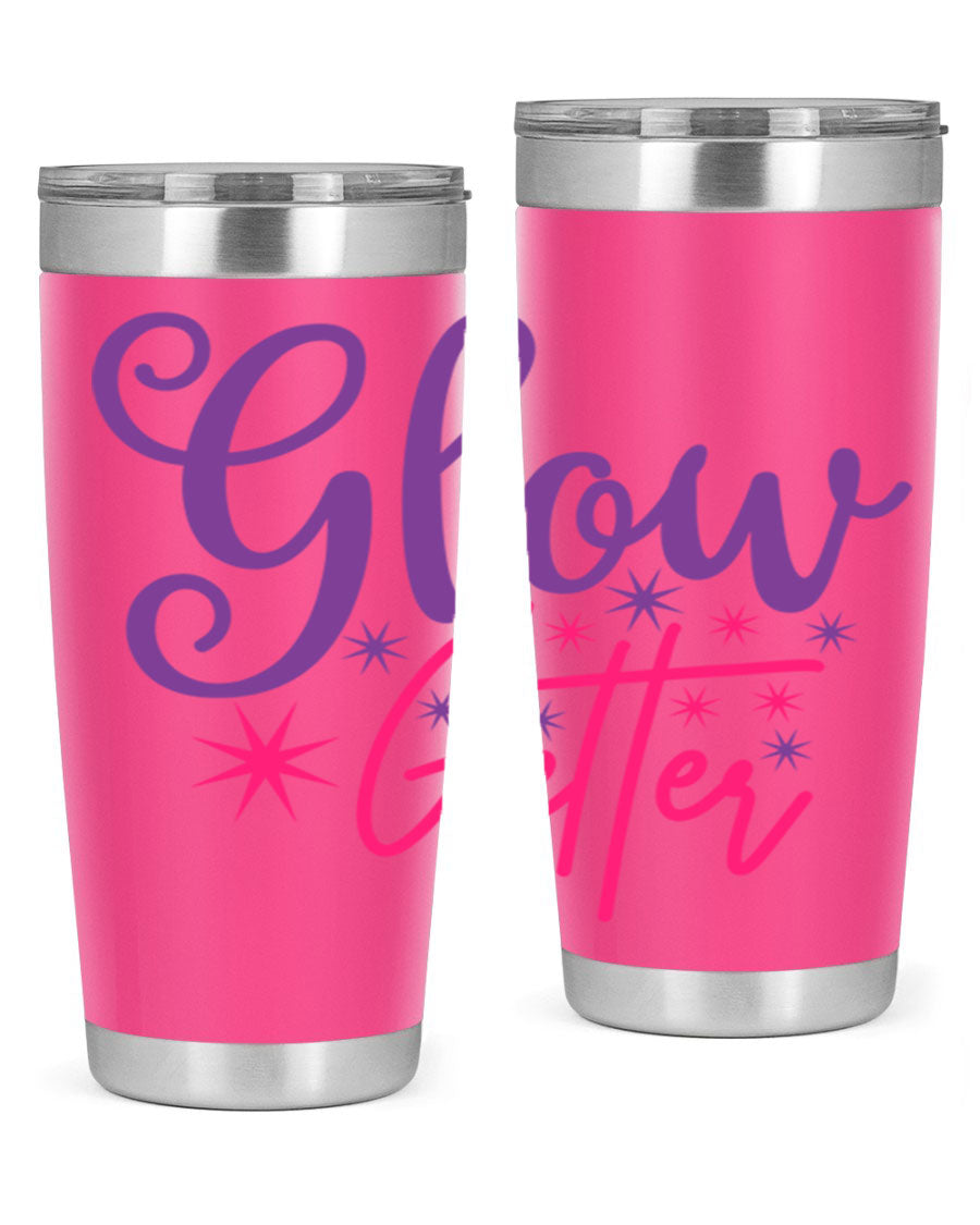 Glow Getter Style 234# 20oz Tumbler in stainless steel with a stylish design, perfect for hot and cold beverages.
