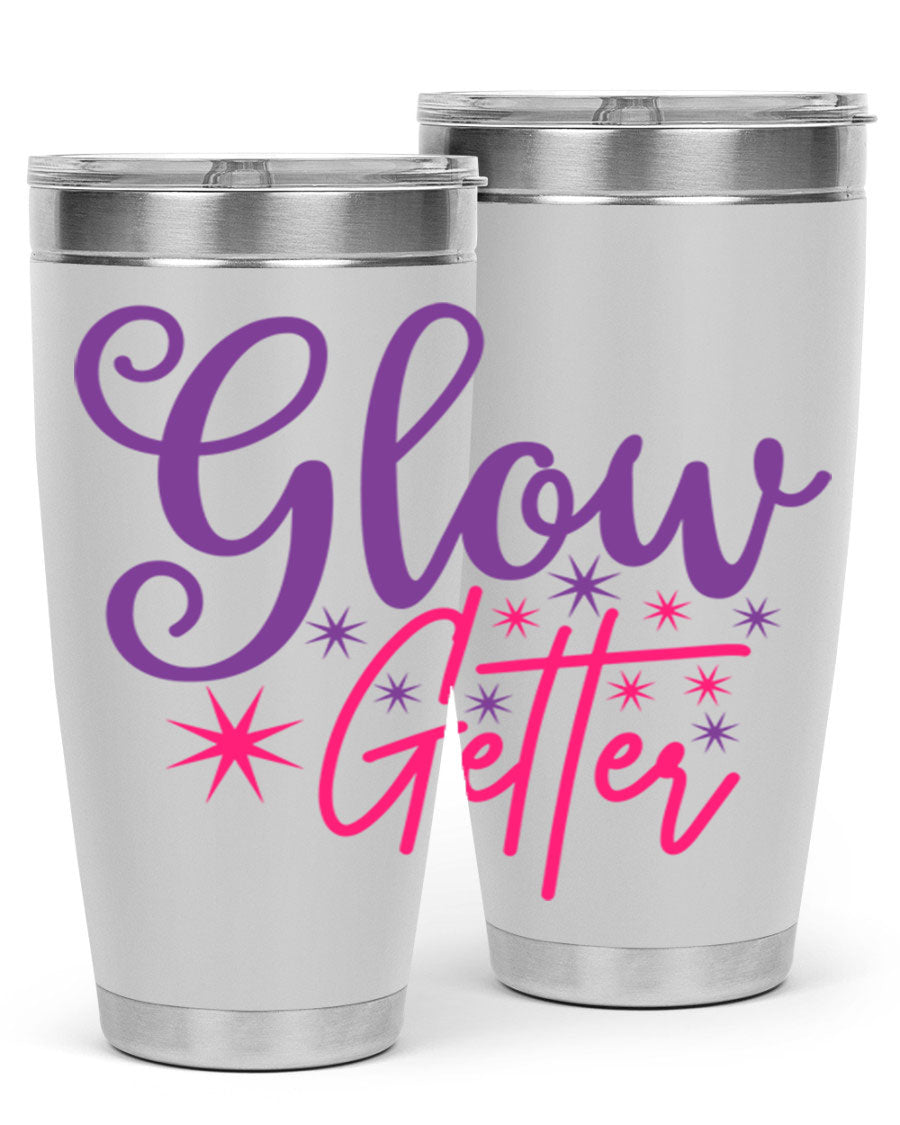 Glow Getter Style 234# 20oz Tumbler in stainless steel with a stylish design, perfect for hot and cold beverages.