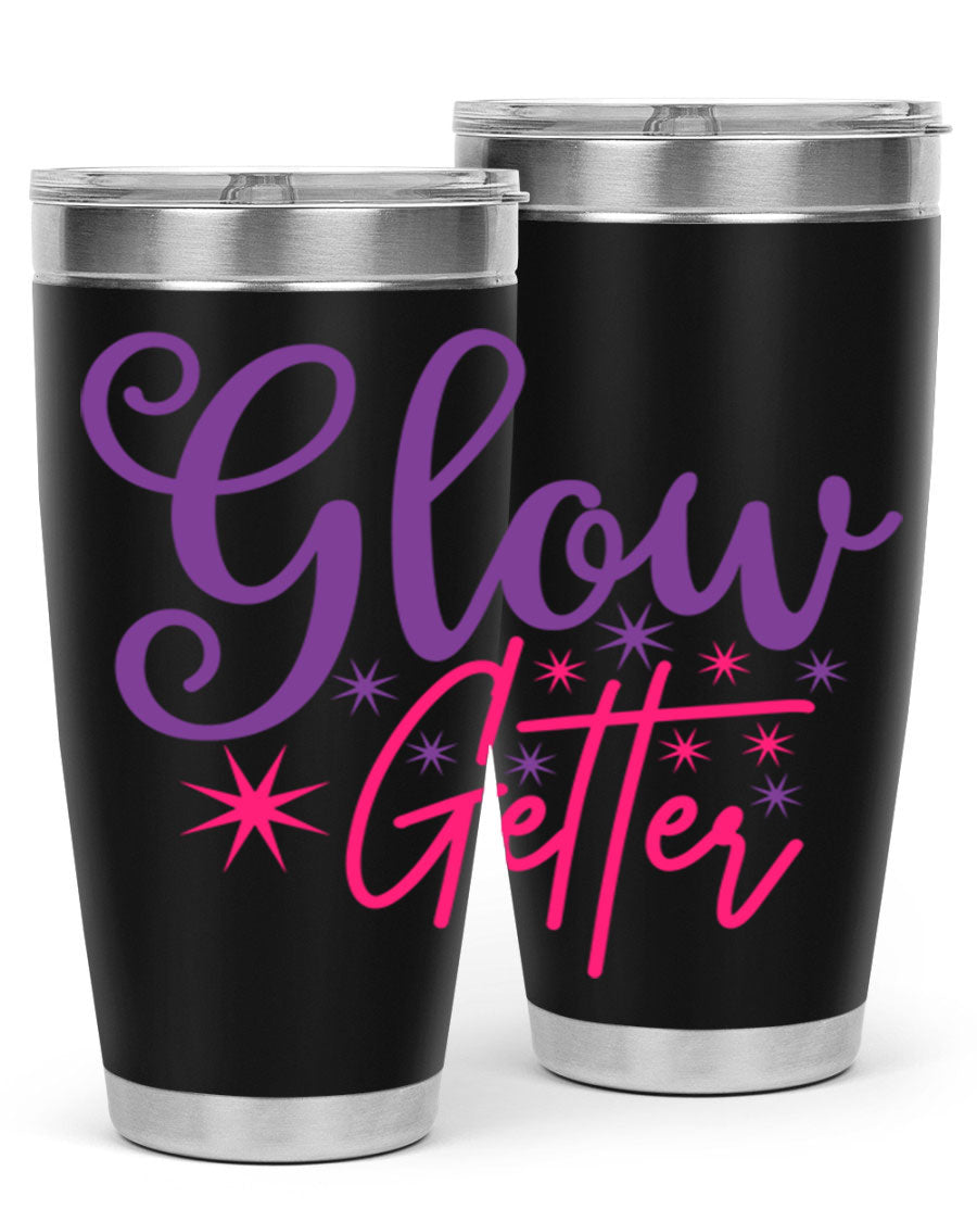 Glow Getter Style 234# 20oz Tumbler in stainless steel with a stylish design, perfect for hot and cold beverages.