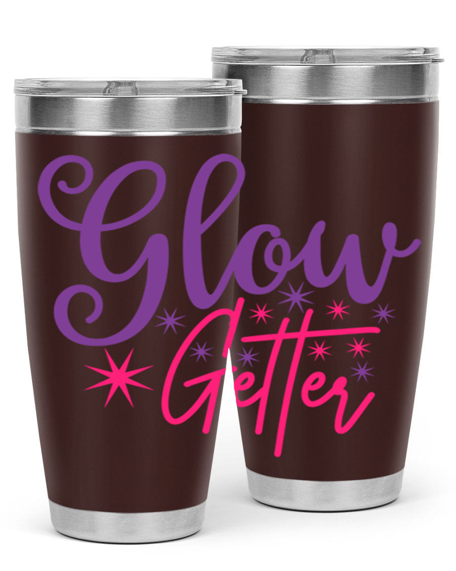 Glow Getter Style 234# 20oz Tumbler in stainless steel with a stylish design, perfect for hot and cold beverages.