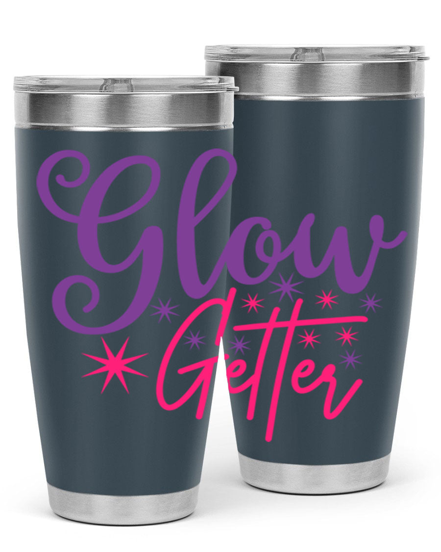Glow Getter Style 234# 20oz Tumbler in stainless steel with a stylish design, perfect for hot and cold beverages.