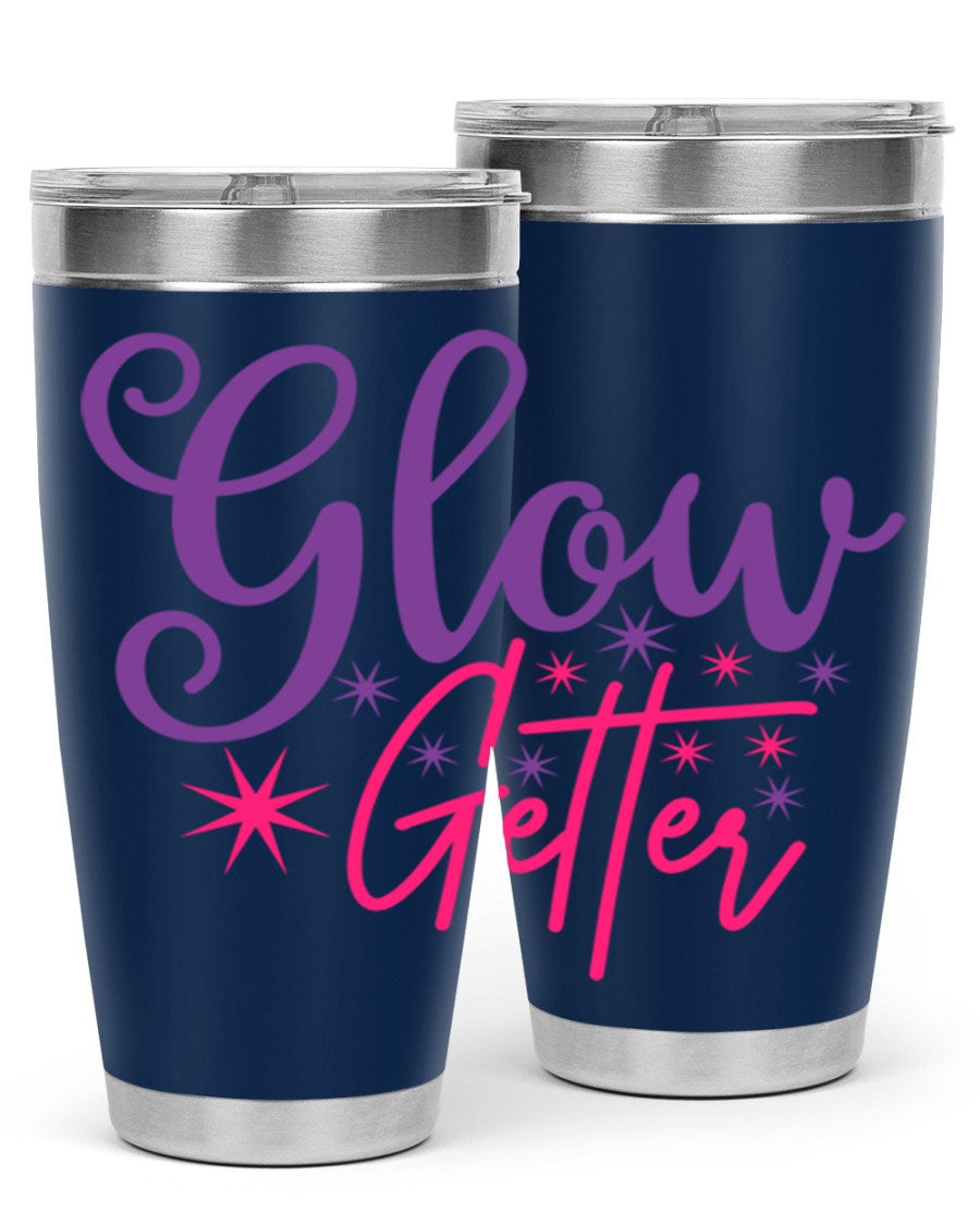 Glow Getter Style 234# 20oz Tumbler in stainless steel with a stylish design, perfect for hot and cold beverages.