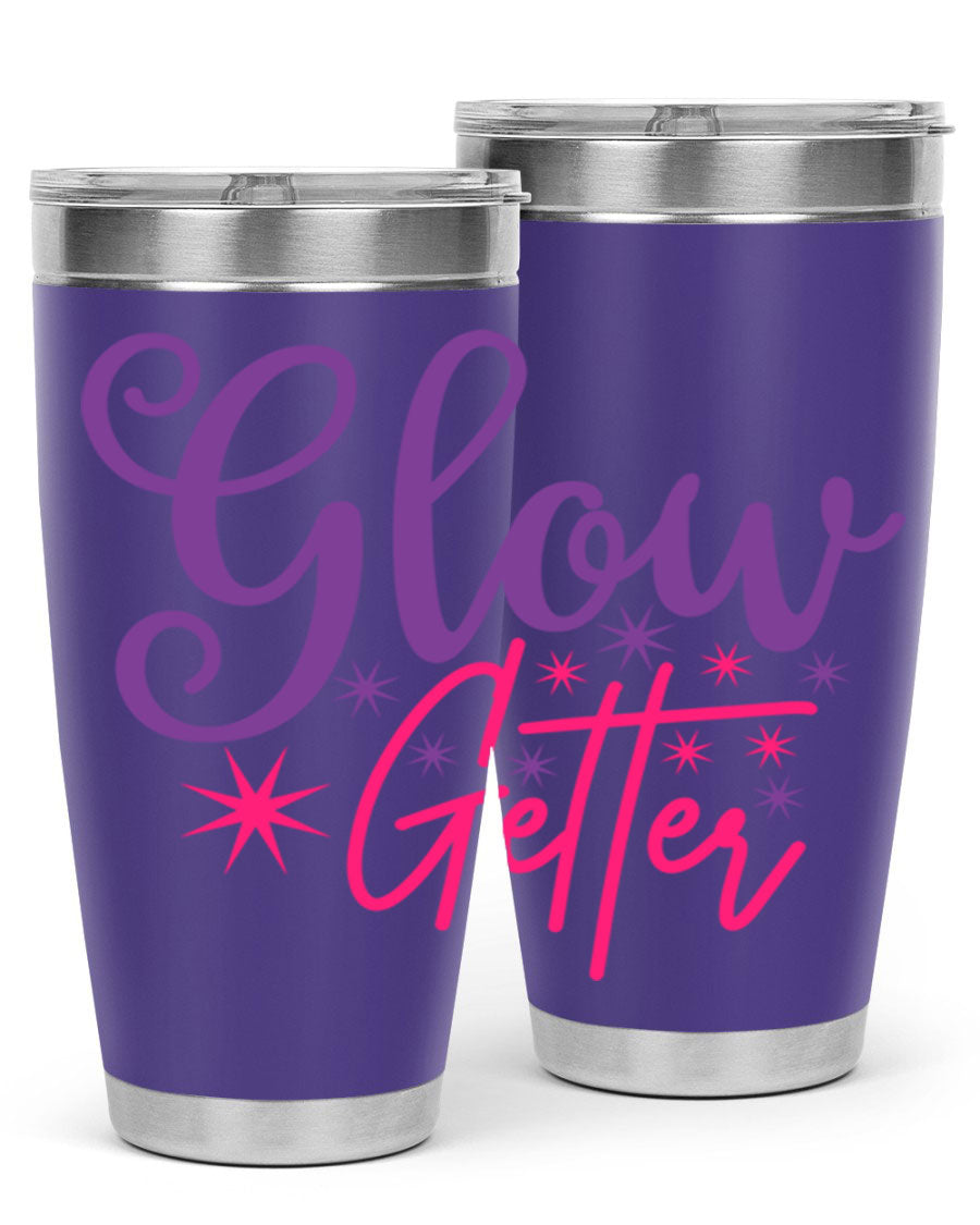 Glow Getter Style 234# 20oz Tumbler in stainless steel with a stylish design, perfect for hot and cold beverages.