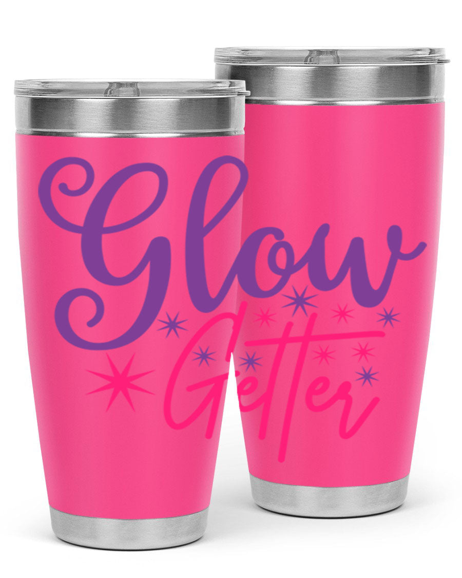Glow Getter Style 234# 20oz Tumbler in stainless steel with a stylish design, perfect for hot and cold beverages.