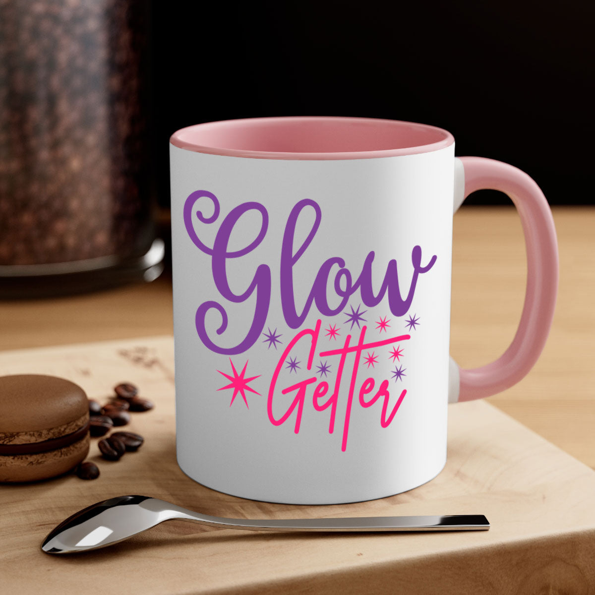 Glow Getter Style 234# Mug with colorful handle and glossy finish, available in multiple colors and sizes.
