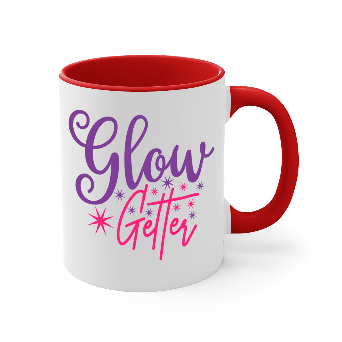 Glow Getter Style 234# Mug with colorful handle and glossy finish, available in multiple colors and sizes.