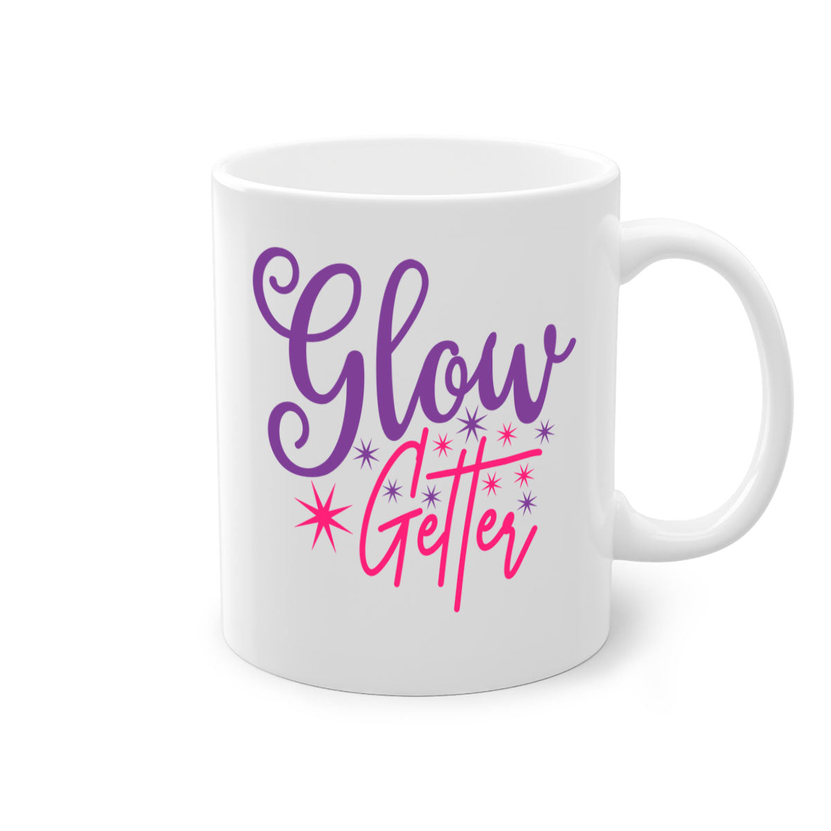 Glow Getter Style 234# Mug with colorful handle and glossy finish, available in multiple colors and sizes.