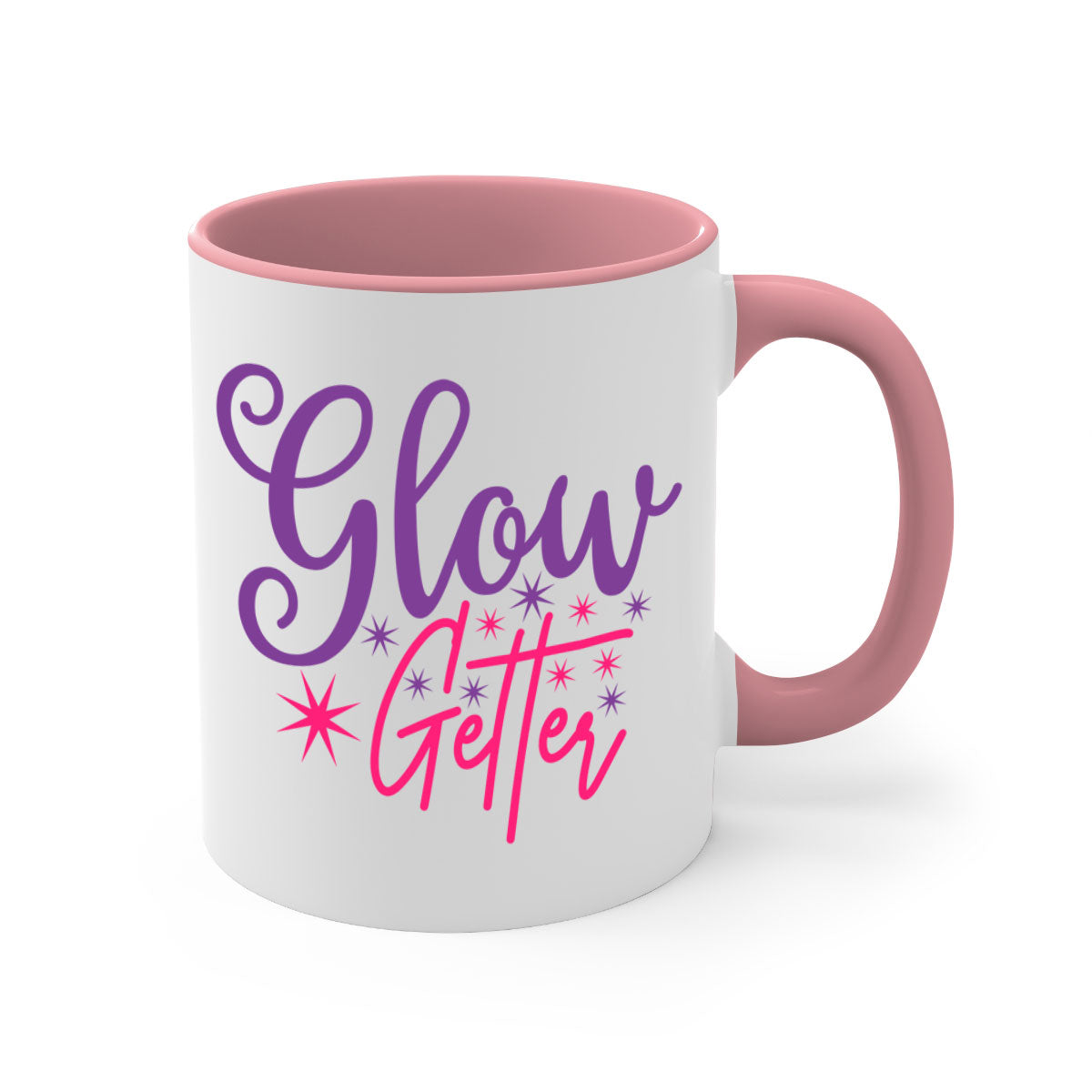 Glow Getter Style 234# Mug with colorful handle and glossy finish, available in multiple colors and sizes.