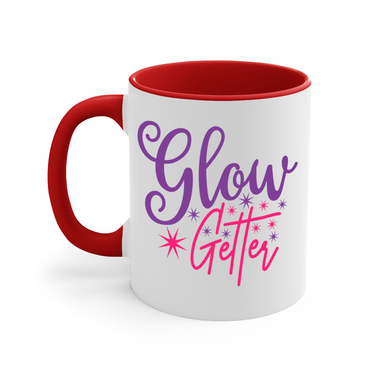 Glow Getter Style 234# Mug with colorful handle and glossy finish, available in multiple colors and sizes.