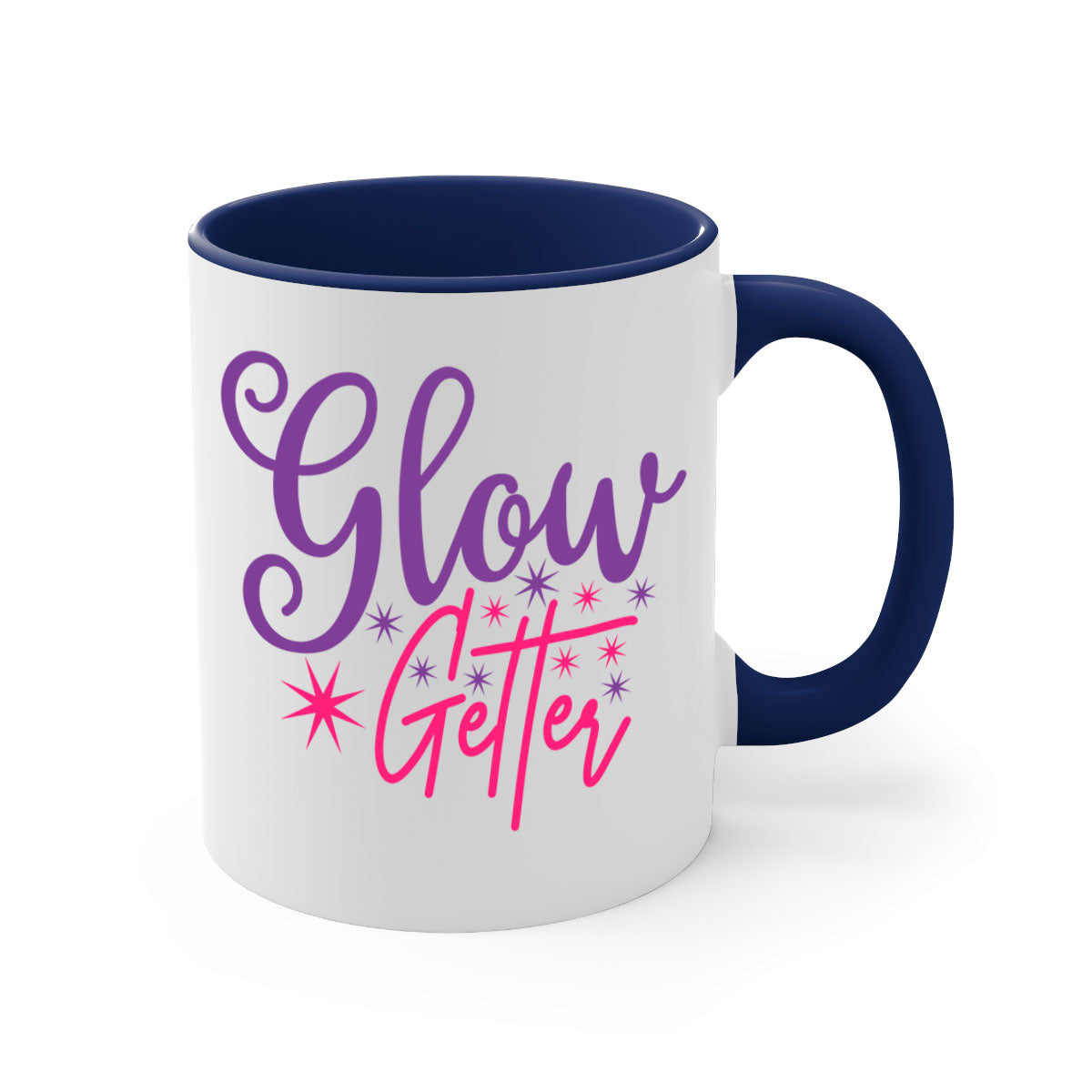 Glow Getter Style 234# Mug with colorful handle and glossy finish, available in multiple colors and sizes.