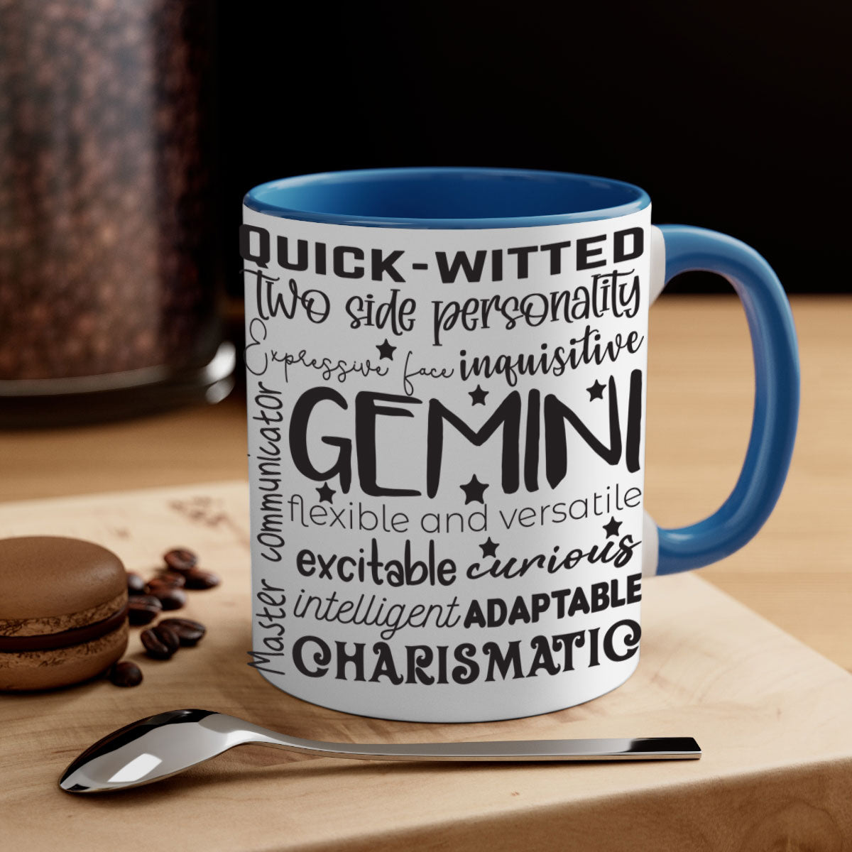 Gmini 567# Zodiac Mug featuring a glossy finish, colored handle, and interior in five vibrant color options.