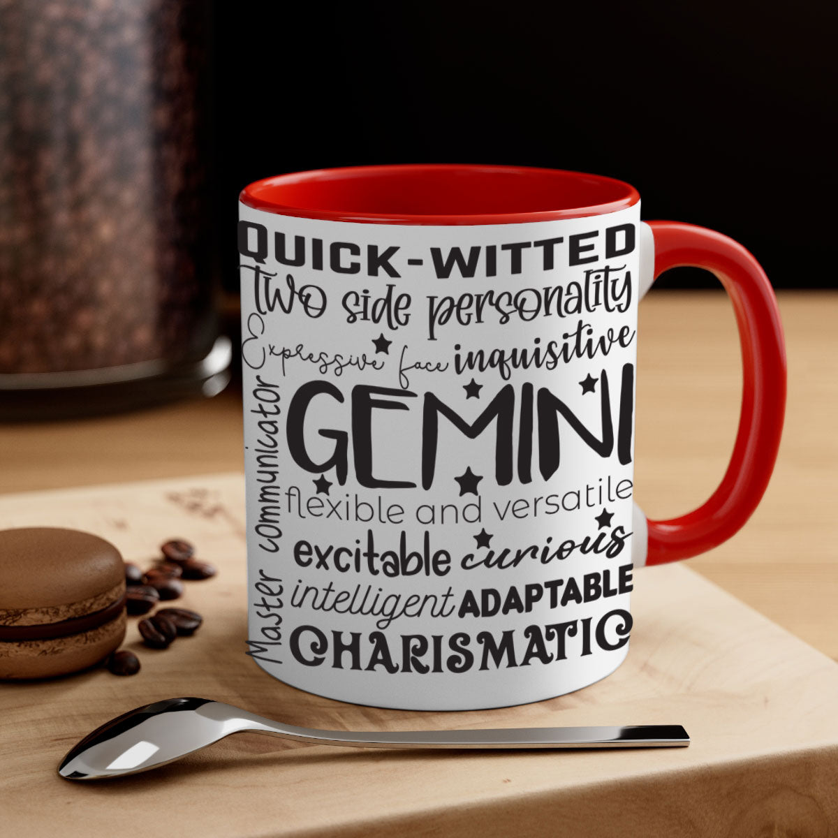 Gmini 567# Zodiac Mug featuring a glossy finish, colored handle, and interior in five vibrant color options.