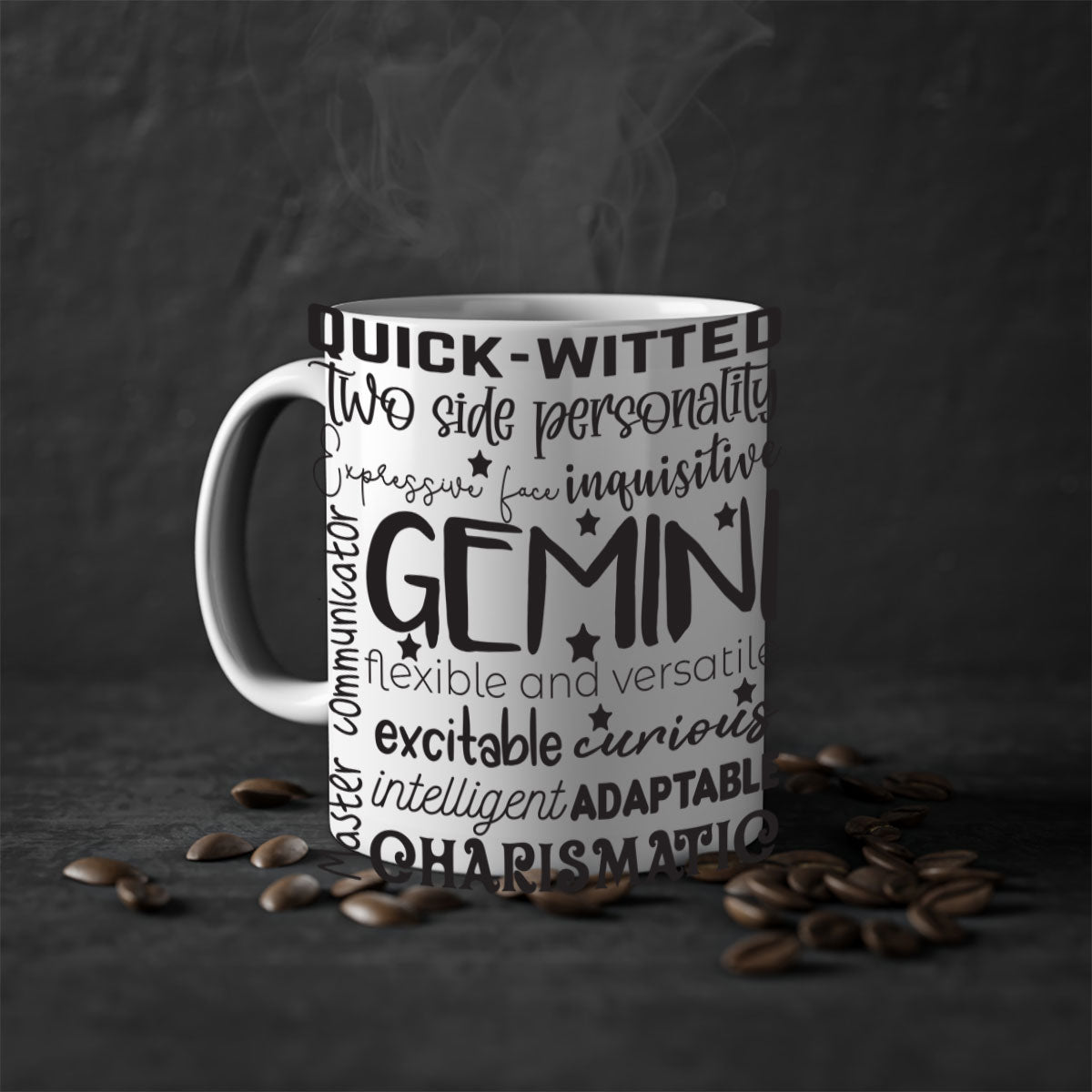 Gmini 567# Zodiac Mug featuring a glossy finish, colored handle, and interior in five vibrant color options.