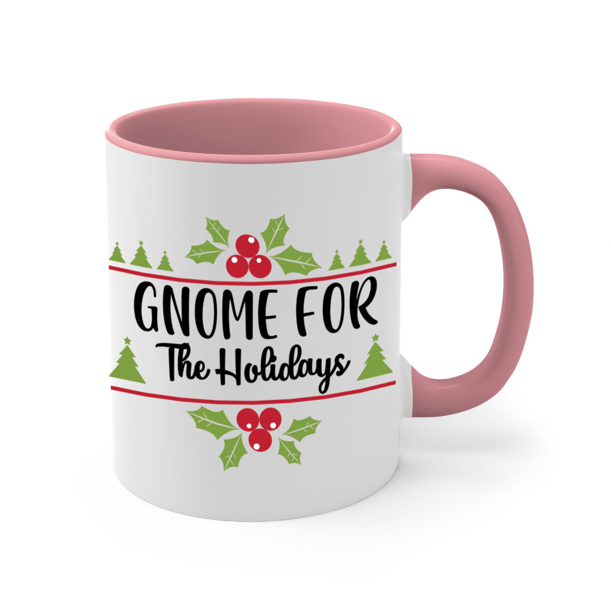 Gnome for the Holidays Style 238# Christmas Mug with a glossy finish and colorful handle, perfect for coffee or tea.