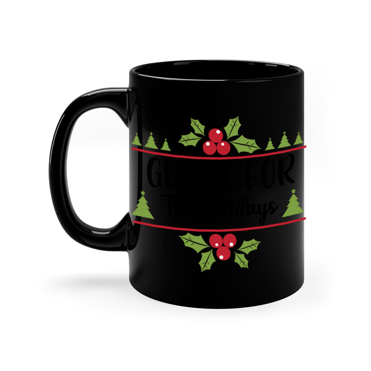 Gnome for the Holidays Style 238# Christmas Mug with a glossy finish and colorful handle, perfect for coffee or tea.