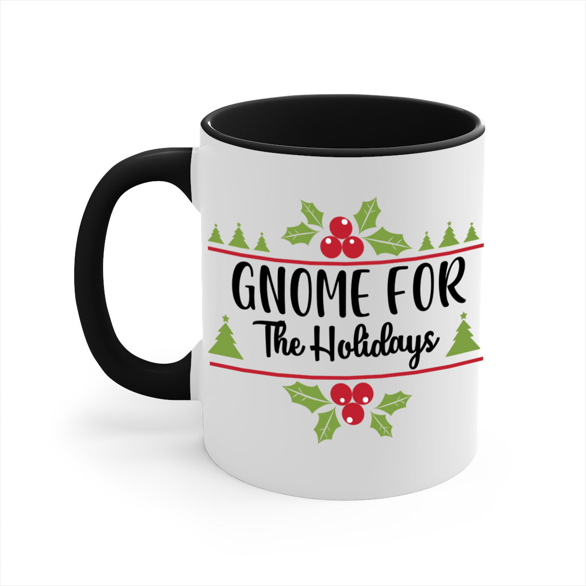 Gnome for the Holidays Style 238# Christmas Mug with a glossy finish and colorful handle, perfect for coffee or tea.