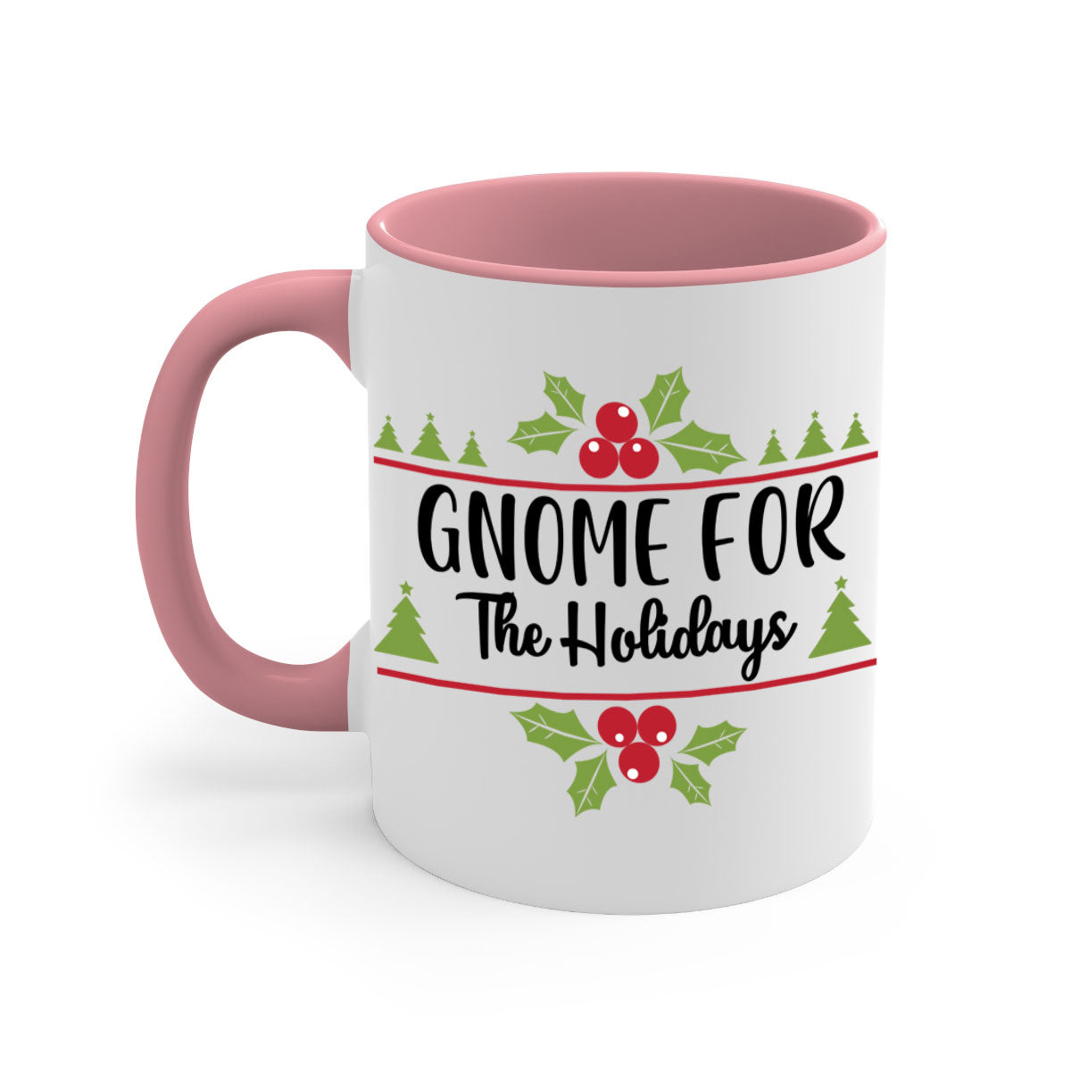 Gnome for the Holidays Style 238# Christmas Mug with a glossy finish and colorful handle, perfect for coffee or tea.