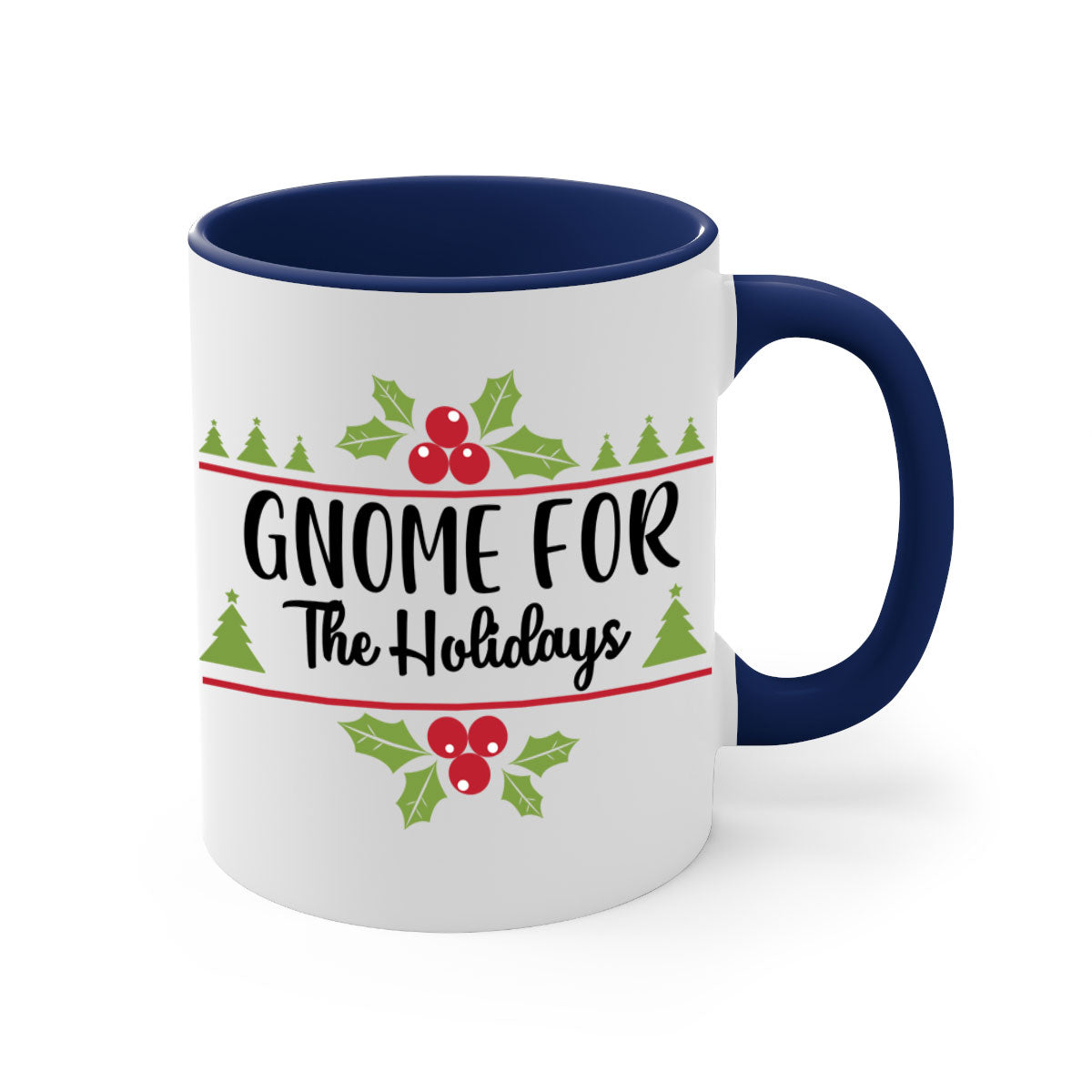 Gnome for the Holidays Style 238# Christmas Mug with a glossy finish and colorful handle, perfect for coffee or tea.