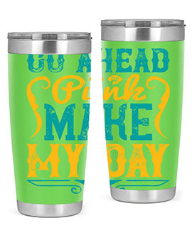 Go Ahead Punk Make My Day Style 45# dog tumbler in stainless steel with a stylish design, perfect for hot and cold beverages.