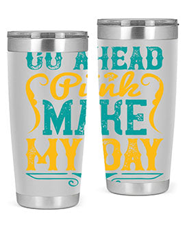 Go Ahead Punk Make My Day Style 45# dog tumbler in stainless steel with a stylish design, perfect for hot and cold beverages.