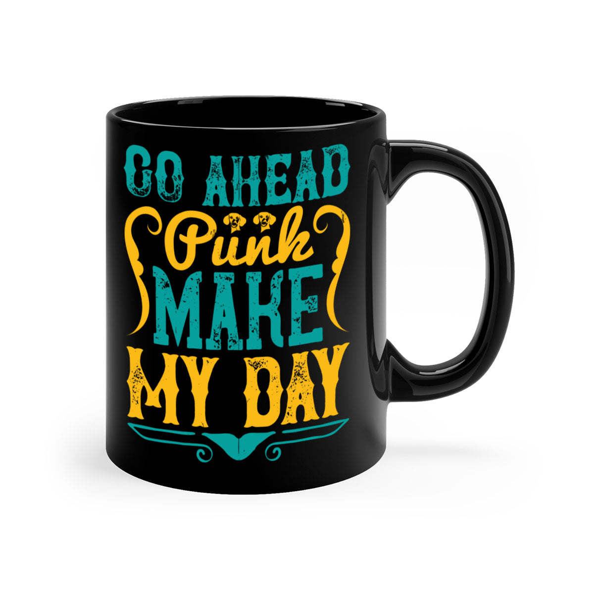 Go Ahead Punk Make My Day Style 45# Dog-Mug, featuring a glossy finish and colorful handle, perfect for coffee or tea.