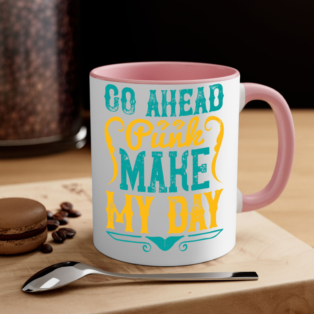 Go Ahead Punk Make My Day Style 45# Dog-Mug, featuring a glossy finish and colorful handle, perfect for coffee or tea.