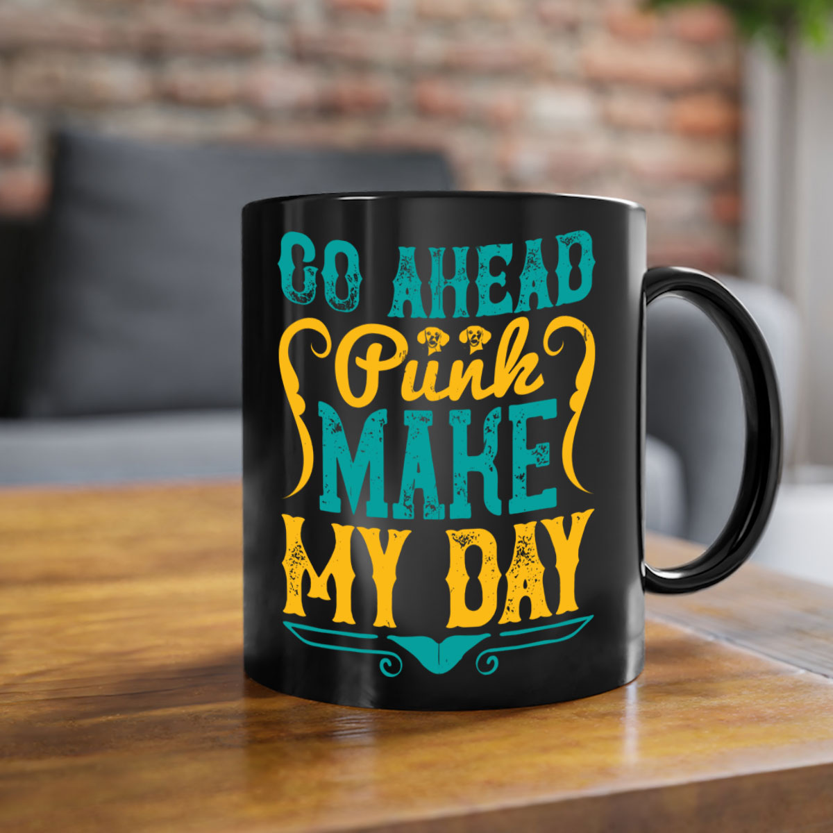 Go Ahead Punk Make My Day Style 45# Dog-Mug, featuring a glossy finish and colorful handle, perfect for coffee or tea.