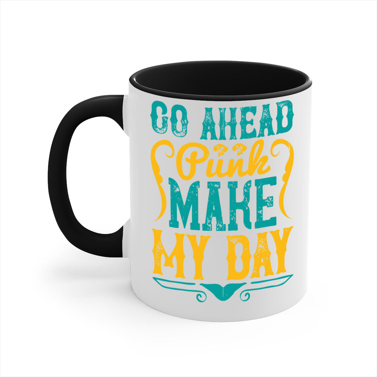 Go Ahead Punk Make My Day Style 45# Dog-Mug, featuring a glossy finish and colorful handle, perfect for coffee or tea.