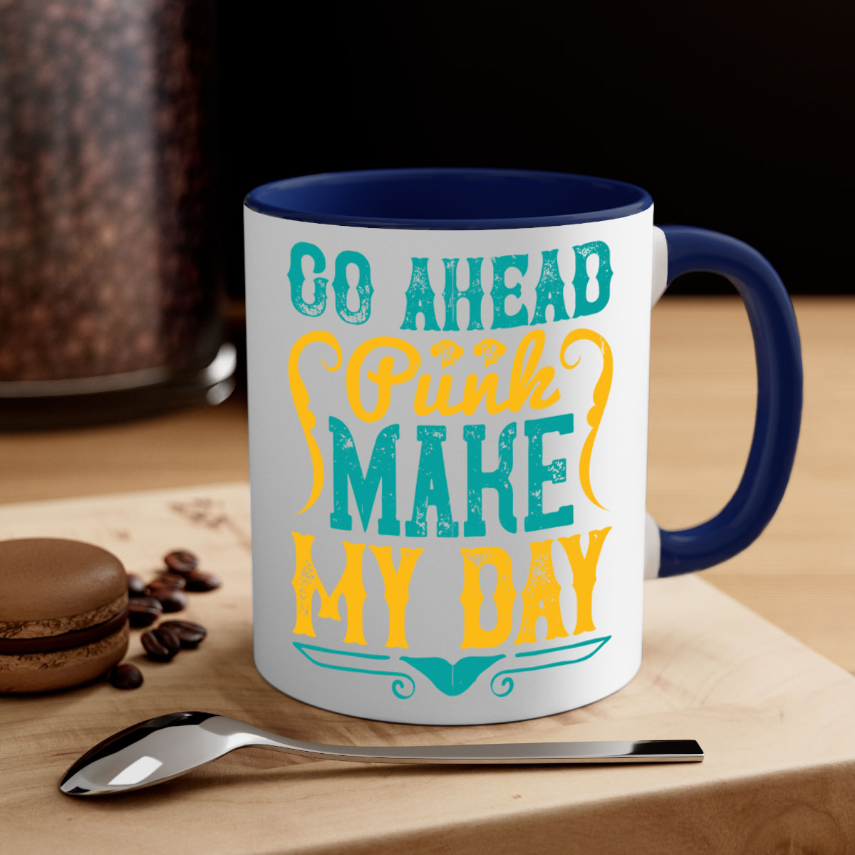 Go Ahead Punk Make My Day Style 45# Dog-Mug, featuring a glossy finish and colorful handle, perfect for coffee or tea.