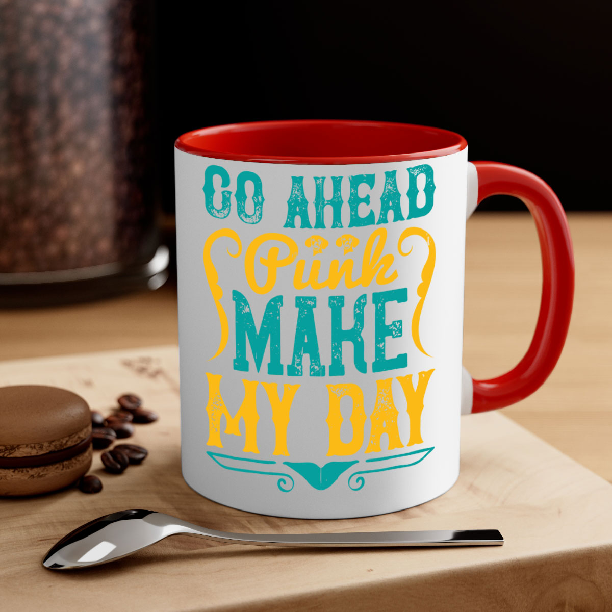 Go Ahead Punk Make My Day Style 45# Dog-Mug, featuring a glossy finish and colorful handle, perfect for coffee or tea.