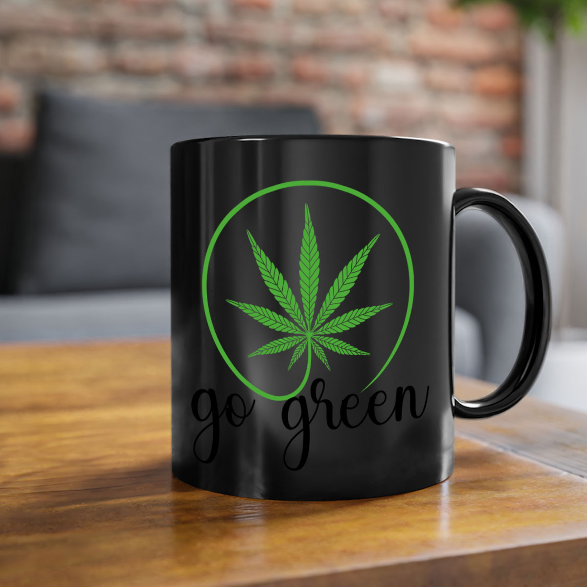 Go Green Cannabis 92# Mug featuring a two-tone design with a colored handle and glossy finish, available in multiple colors.