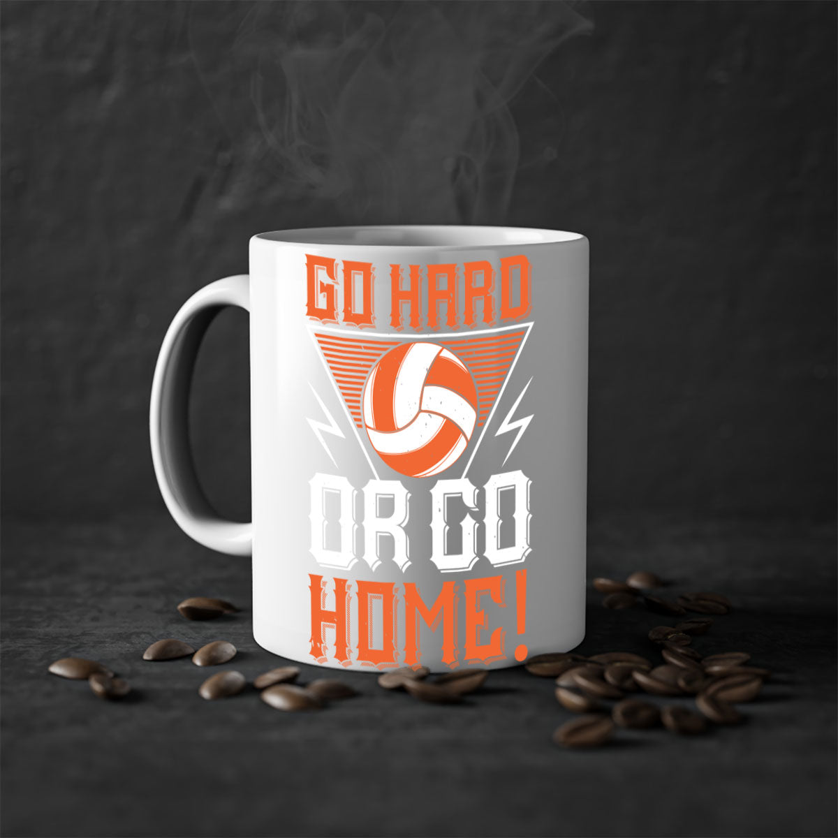 Go Hard or Go Home Style 1215# Mug with colorful handle and glossy finish, available in multiple colors.