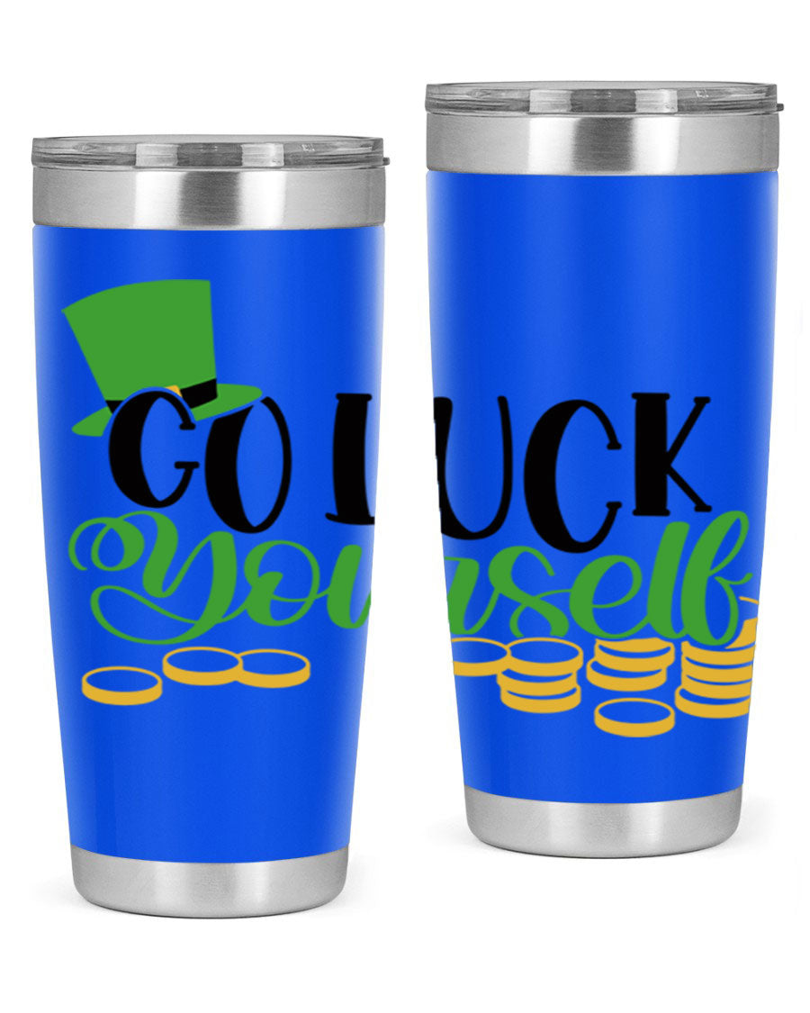 Go Lucky Yourself Style 98# St. Patrick's Day tumbler, featuring a festive design and double wall vacuum insulation.