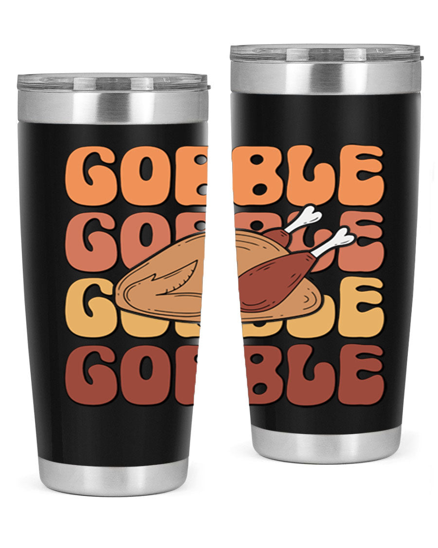 Gobble 198# 20oz Tumbler in stainless steel with a drink-thru lid, showcasing its sleek design and double wall vacuum insulation.