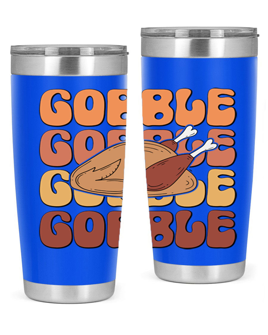 Gobble 198# 20oz Tumbler in stainless steel with a drink-thru lid, showcasing its sleek design and double wall vacuum insulation.