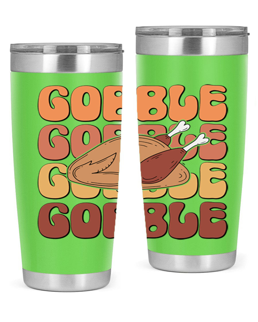 Gobble 198# 20oz Tumbler in stainless steel with a drink-thru lid, showcasing its sleek design and double wall vacuum insulation.