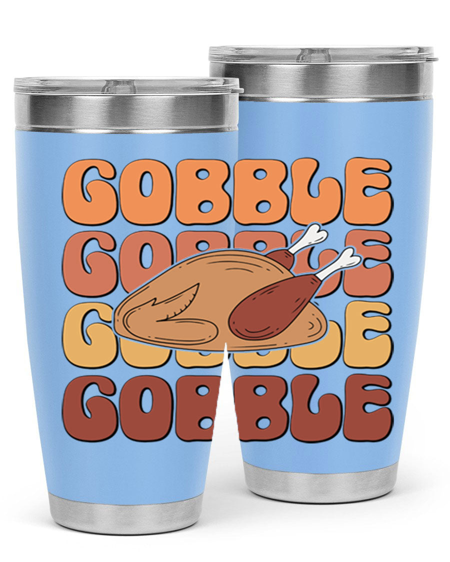 Gobble 198# 20oz Tumbler in stainless steel with a drink-thru lid, showcasing its sleek design and double wall vacuum insulation.