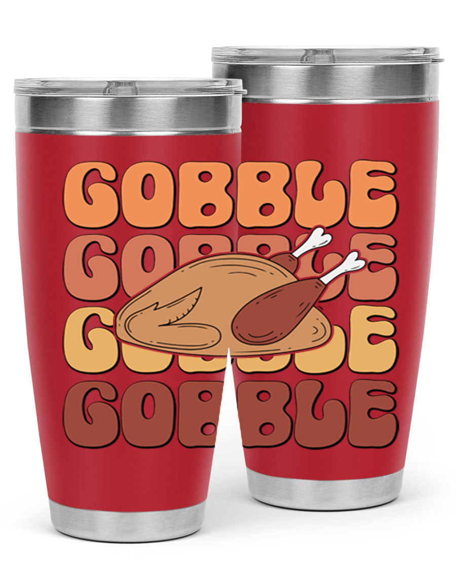 Gobble 198# 20oz Tumbler in stainless steel with a drink-thru lid, showcasing its sleek design and double wall vacuum insulation.