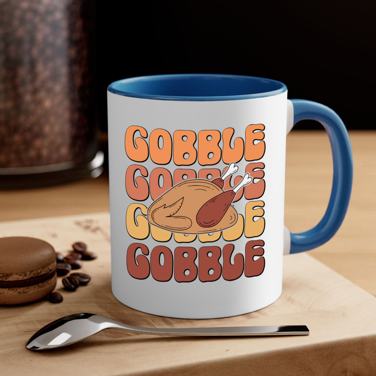 Gobble 198# Mug featuring a glossy finish with a colored handle and interior, available in multiple colors and sizes.