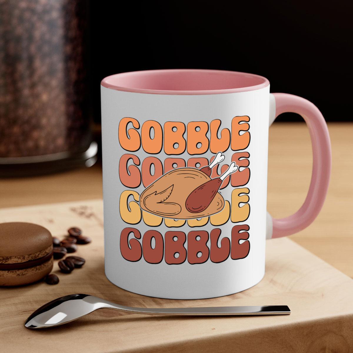 Gobble 198# Mug featuring a glossy finish with a colored handle and interior, available in multiple colors and sizes.