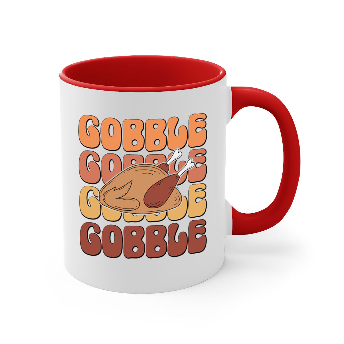 Gobble 198# Mug featuring a glossy finish with a colored handle and interior, available in multiple colors and sizes.