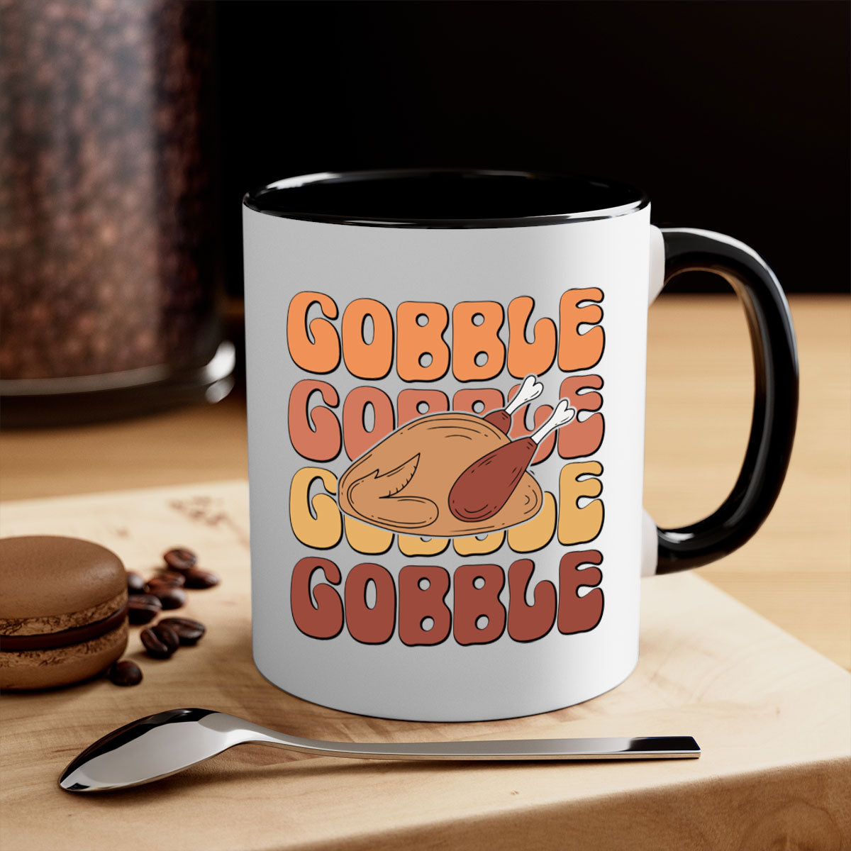 Gobble 198# Mug featuring a glossy finish with a colored handle and interior, available in multiple colors and sizes.