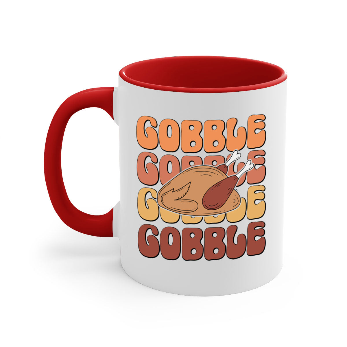 Gobble 198# Mug featuring a glossy finish with a colored handle and interior, available in multiple colors and sizes.